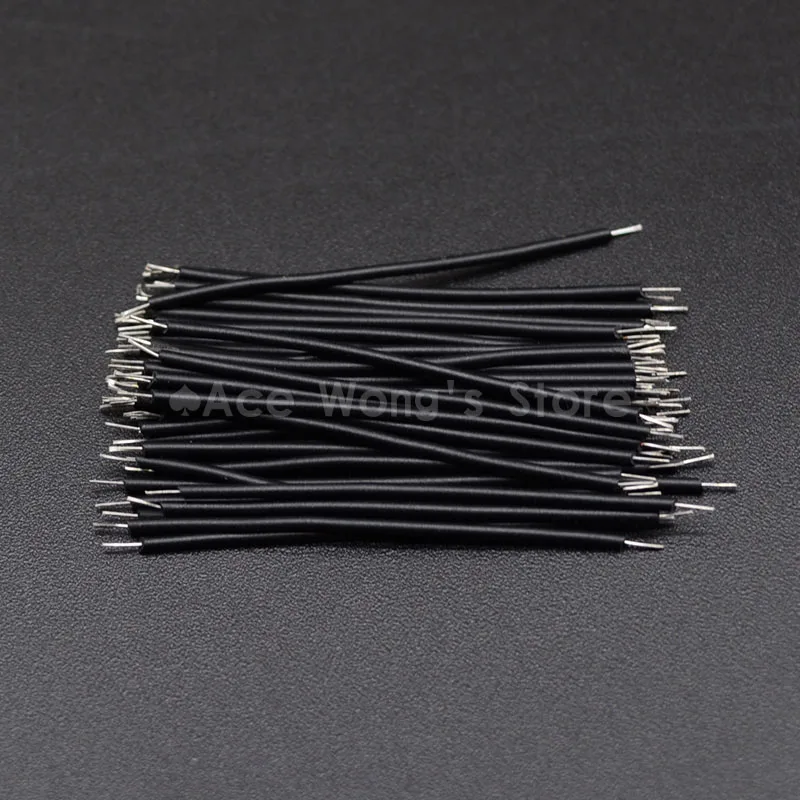 Black 100 шт./лот Оловянная макетная плата кабель для пайки ПП 24AWG 5 см Fly Перемычка провода кабель оловянные проводящие провода 1007-24AWG разъем провода - Цвет: Black