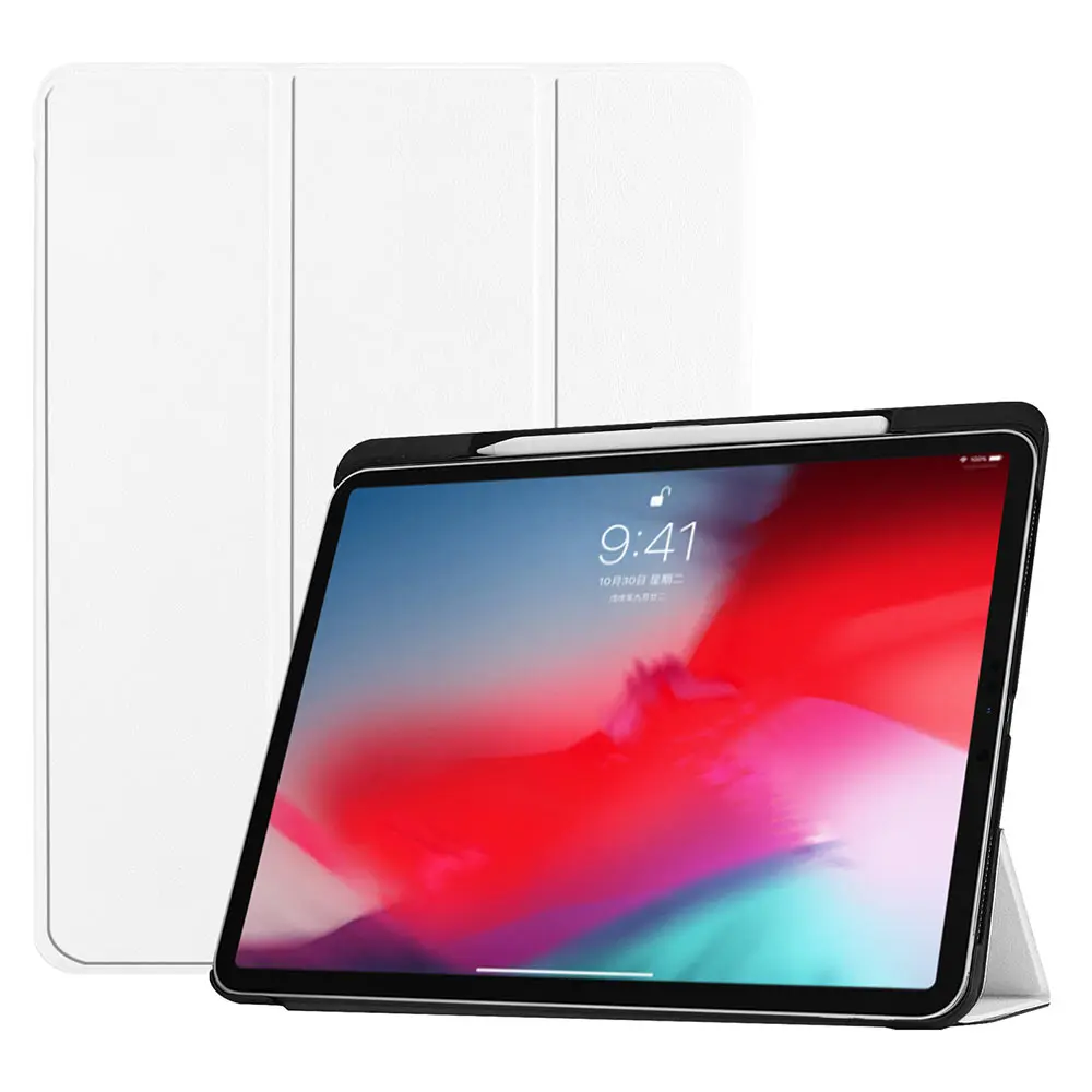 Чехол со слотом для карандаша для ipad pro 11 трехкратный Магнитный смарт-чехол Защитный чехол для ipad pro 11 A80 A2013 - Цвет: White