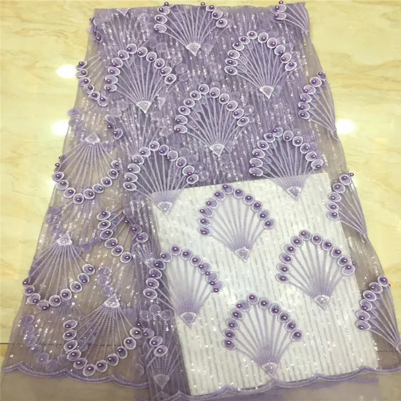 

African embroidered Sequins laces fabrics 2019 Latest Beads Fabrics High Quality Tulle Laces Fabrics For Party Dresses xc65-2977
