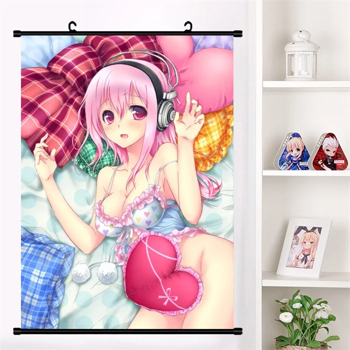 U Японское аниме SUPERSONICO Super Sonico сексуальный косплей настенный свиток Фреска плакат Настенные подвесные плакаты Otaku коллекция домашнего декора подарок - Цвет: U