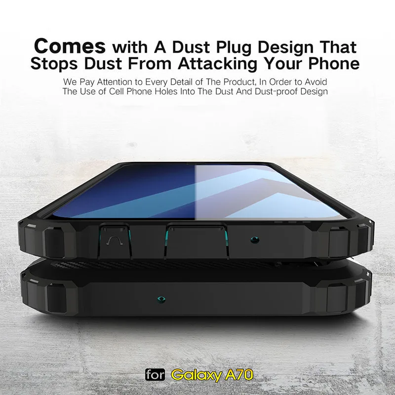 Для Samsung A70 чехол двухслойный TPU PC ударопрочный полный защитный для телефона Galaxy