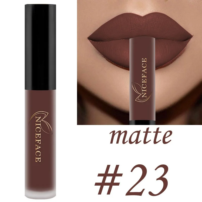 23 Niceface, сексуальная, стойкая, водостойкая, ультра матовая, жидкая губная помада с увлажняющим действием, бархатная помада, косметика для губ, красота, макияж - Цвет: 23