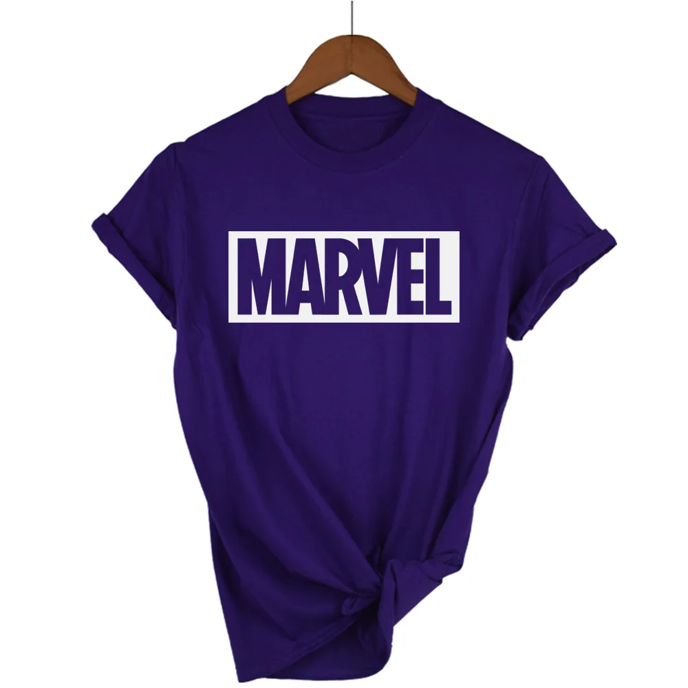 Мода Harajuku Повседневное Для женщин Футболки для женщин в стиле панк-рок Marvel TS Хлопка tumblr футболка Повседневное битник для Famale Топ - Цвет: purple
