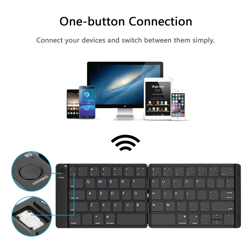 Kemile деловая кожаная Портативная Складная Bluetooth клавиатура BT беспроводная