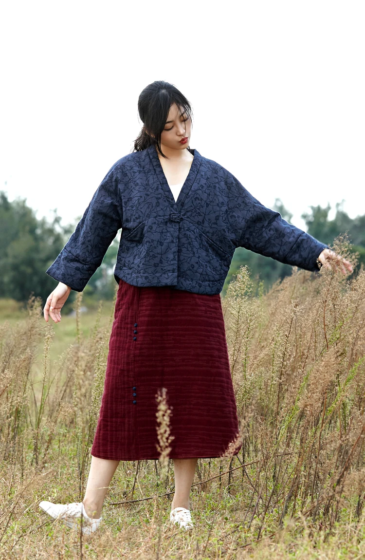 SCUWLINEN Faldas Mujer Moda женские юбки Повседневные жаккардовые с эластичной резинкой на талии размера плюс теплые хлопковые юбки средней длины S645