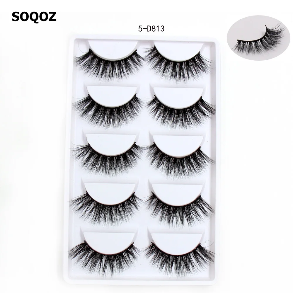 

SOQOZ Eyelashes 3D Mink Eyelashes Luxury Handmade Mink Lashes Natural Long Eye Lashes Fluffy False Lash Eye 5 pairs D813 cosmeti