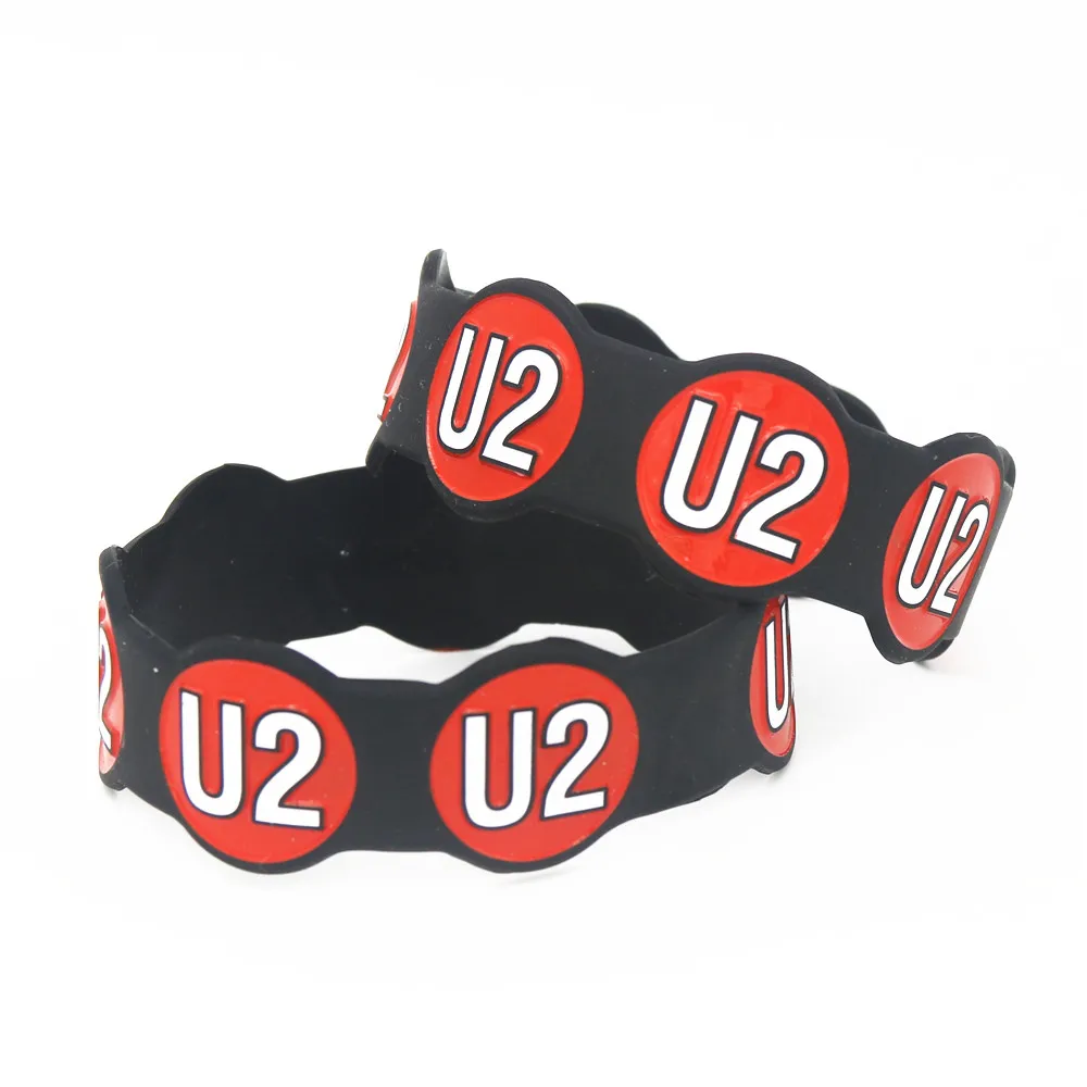 Lukeni 1 шт. Лидер продаж широкий рок-группы U2 Wristband Силикона широкий черный, красный U2 силиконовый браслет& Bangels для подарков SH203
