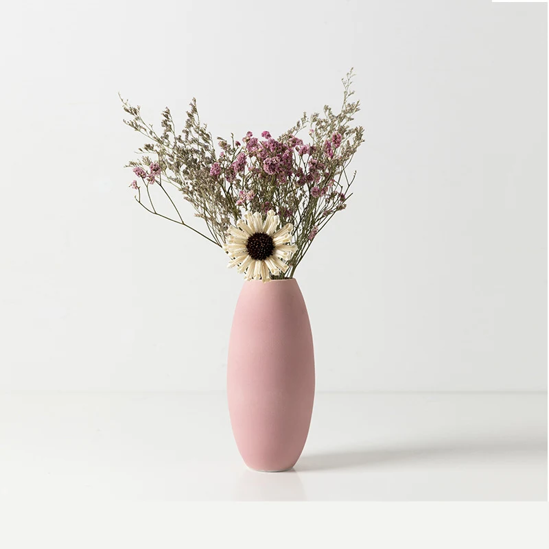 A and dried flowers Европейская керамическая ваза розовый синий желтый Макарон вазы настольная столешница Рабочая поверхность стола украшение сушеные цветы ваза украшение для дома - Цвет: A and dried flowers