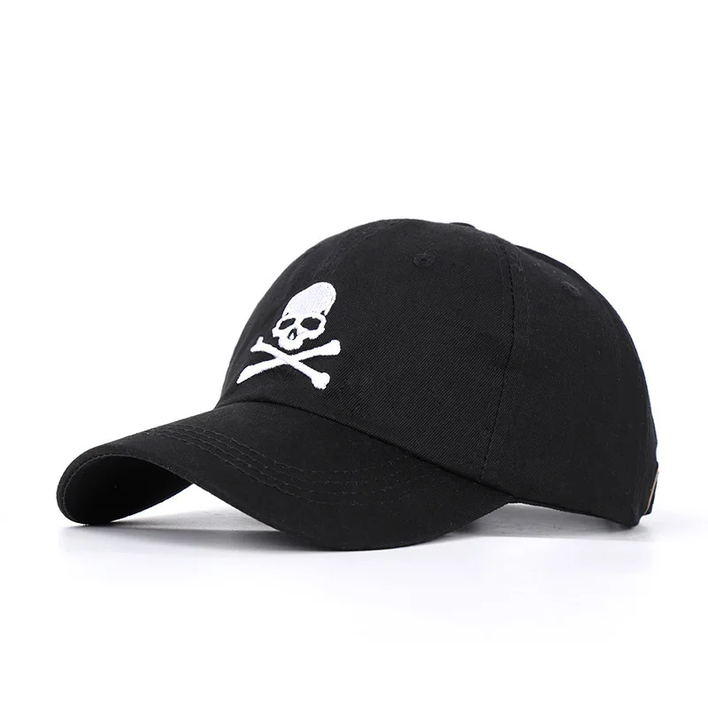Black Крутая Мужская и Женская Бейсболка с принтом черепа, бейсболка Snapback, летняя спортивная солнцезащитная Кепка в стиле хип-хоп, регулируемая хлопковая кепка P55 - Цвет: Black