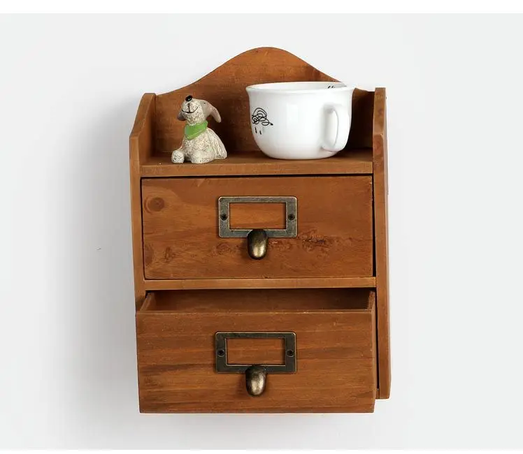 

1PC Household Storage Organizer Decoration Wood Cosmetic Box Vintage Wooden Storage Case Drawer Makeup Storage Box EJL 0946