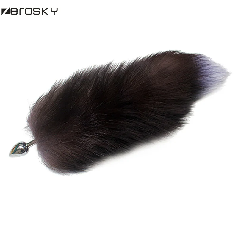 Анальная пробка Zerosky с лисьим хвостом мягкая металлическая Анальный стимулятор