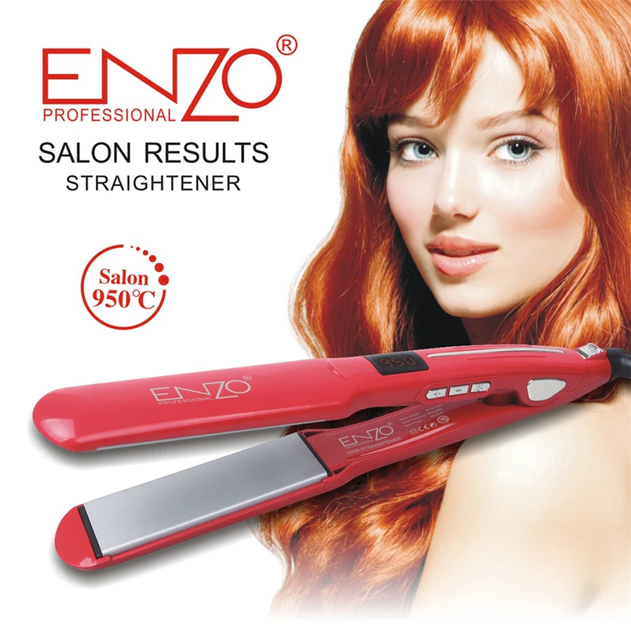 ENZO Professional керамика турмалин ионной Flat Iron ЖК дисплей выпрямитель для волос выпрямляет и кудри с регулируемой темп