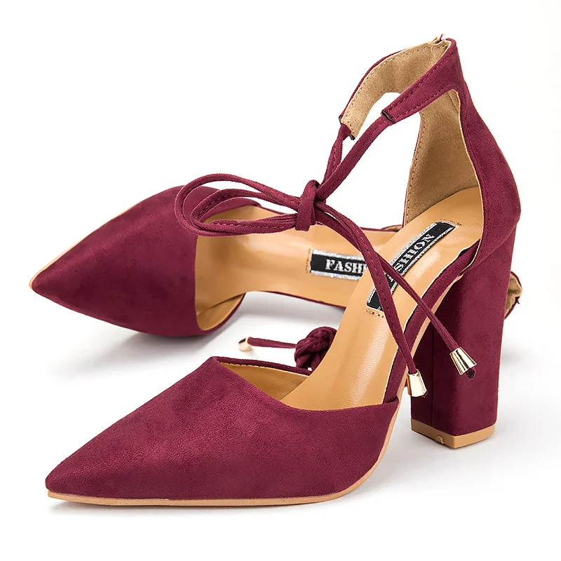 Женские замшевые туфли на высоком каблуке с ремешком щиколотке|thick heel pumps|heels pumpshigh