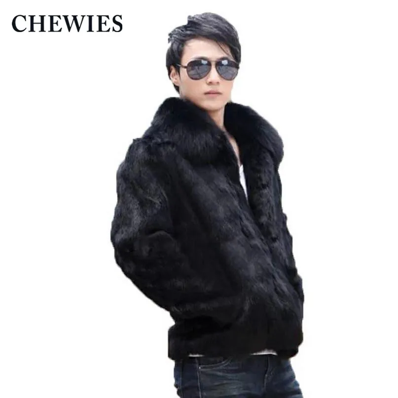 CHEWIES мужской Настоящий мех кролика пальто Полный Пелт зима весна женская
