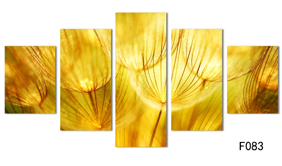 5 панельные настенные художественные золотые Цветочные масляные постеры на