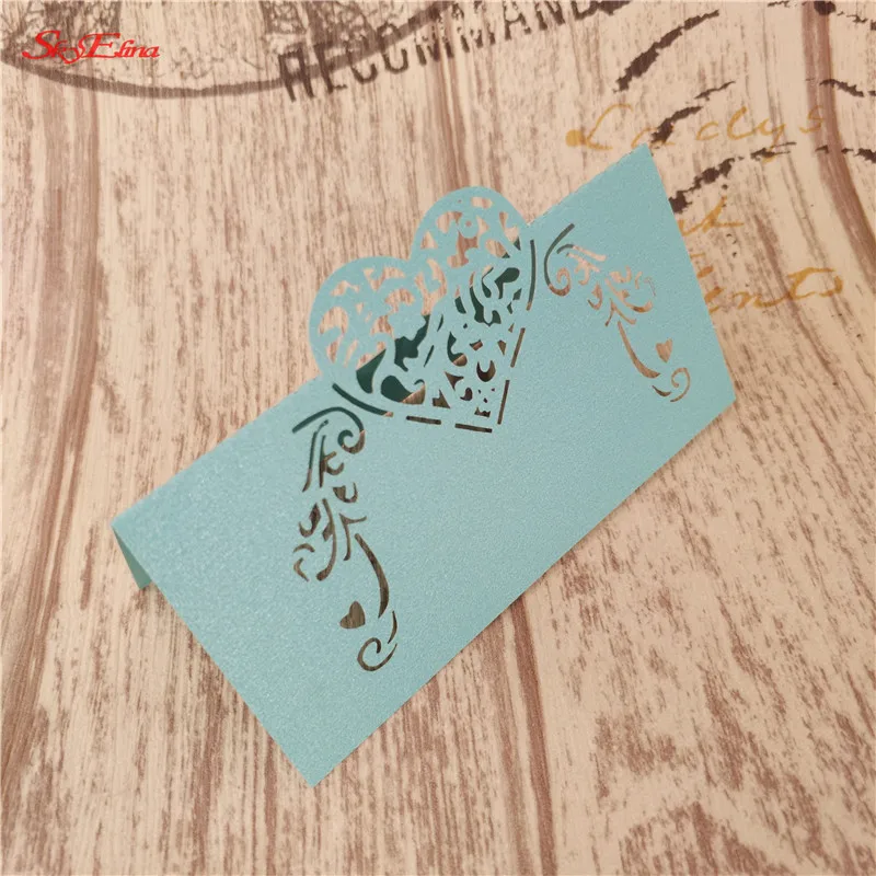50PCS Openwork Table Card Wedding Romantic Invitation Place Banquet Decoration Number Name 5ZSH928-50 | Дом и сад