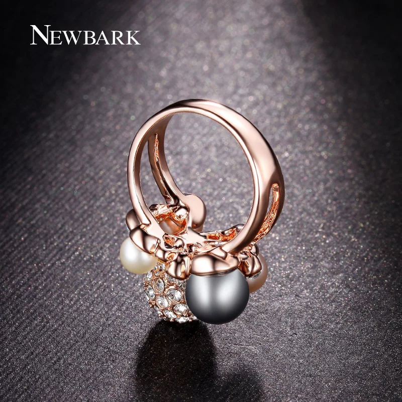 Newbark розовое золото Цвет Имитация Перл Корона Кольца для Для женщин Прекрасный