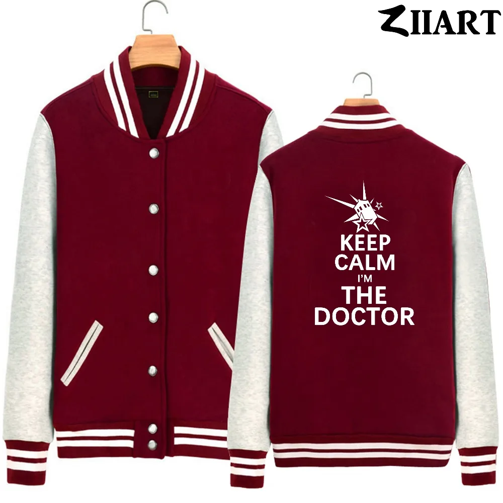 Tardis Stars Keep calm i'm the doctor police box женские демисезонные флисовые бейсбольные куртки на