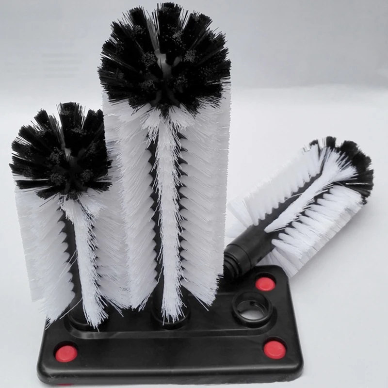 Glass Washer 3 Brush Washing Brushes With Suction Base Bar Cleaner For Kitchens Red Wine Glasses Cup | Дом и сад
