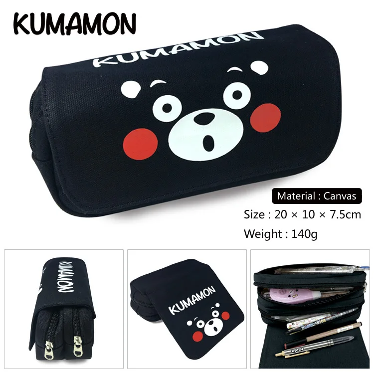 

Kumamon Anime Cosmetics Bags Zipper School Pencil Case Storage Pen Bag Large Stationery Gift New