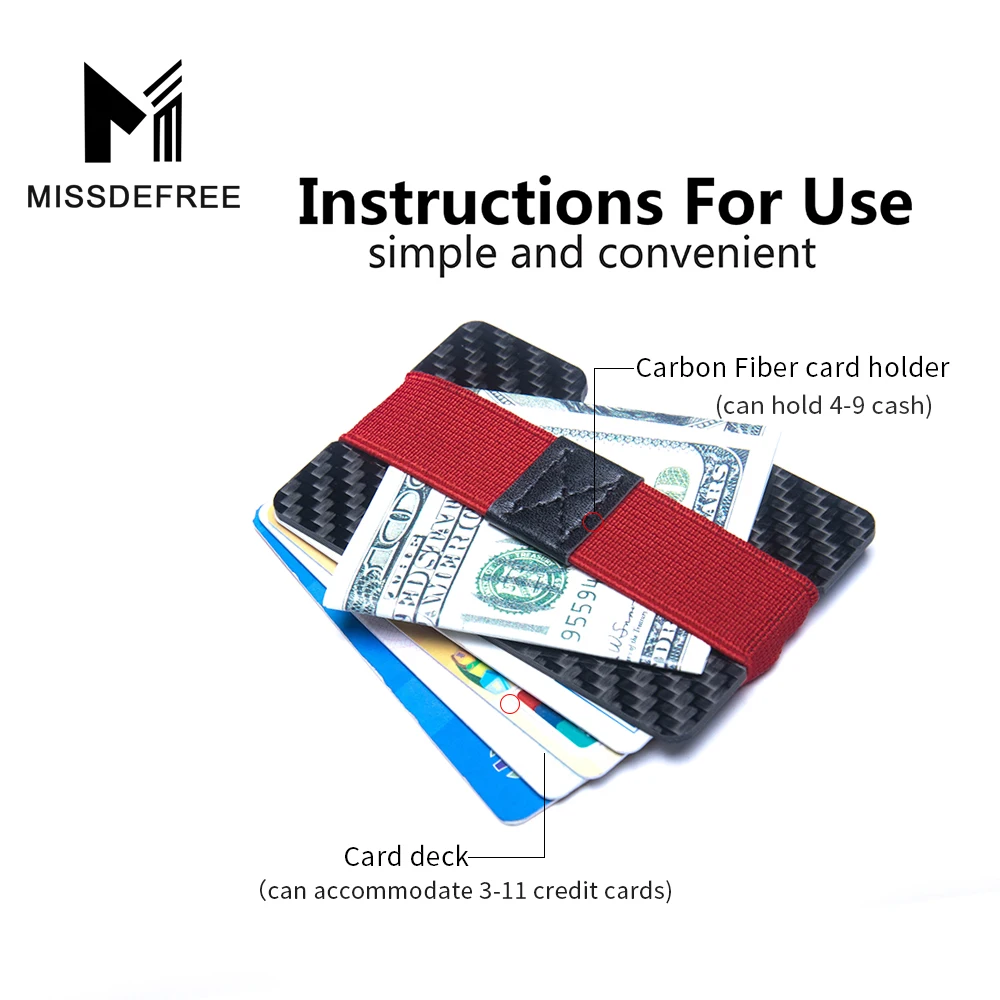 Зажим для денег и кредитных карт из углеродного волокна с RFID блокировкой тонкие