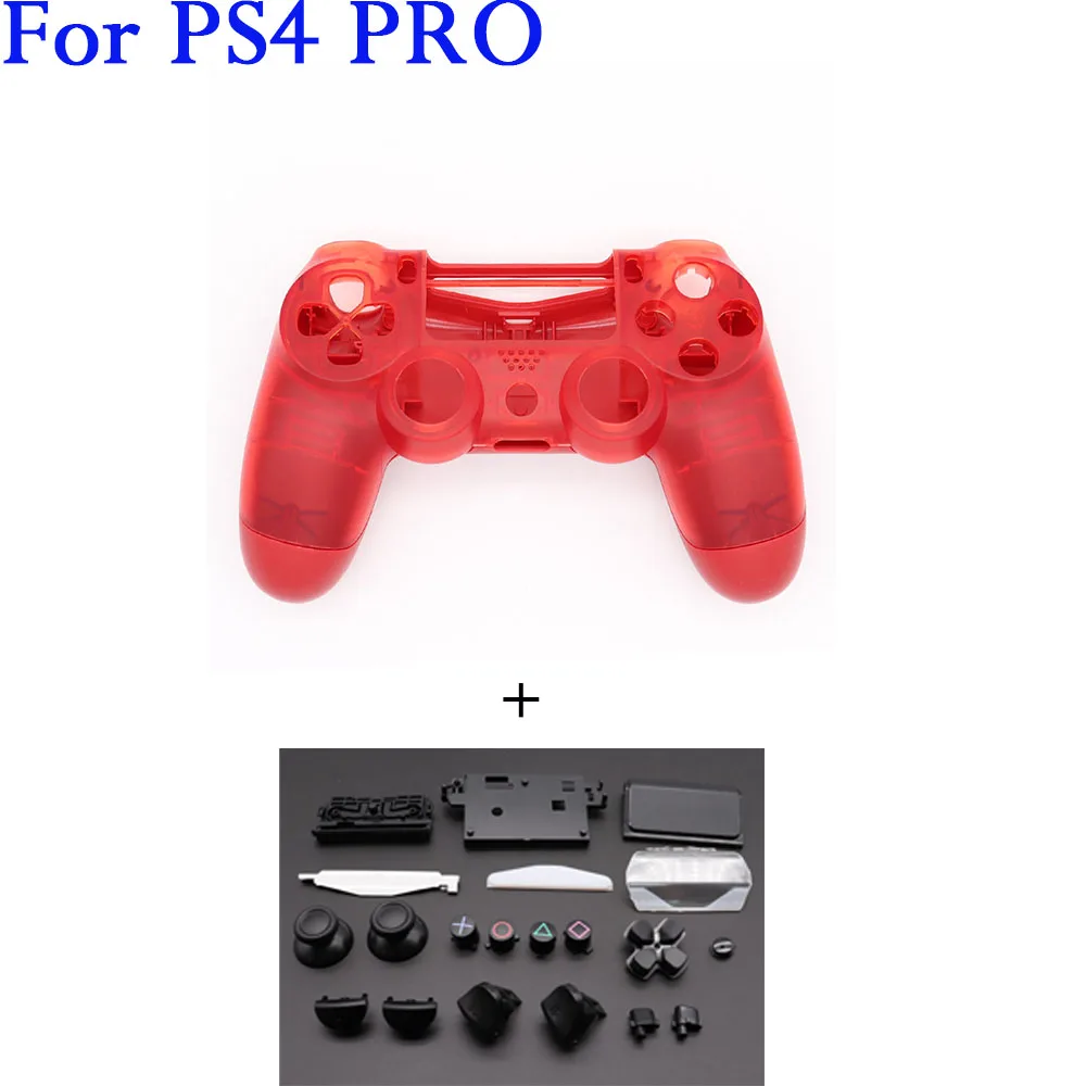 RED Синий красный белый прозрачный пластиковый корпус чехол для sony PS4 Pro тонкий JDM-040 беспроводной контроллер передний задний Чехол - Цвет: RED