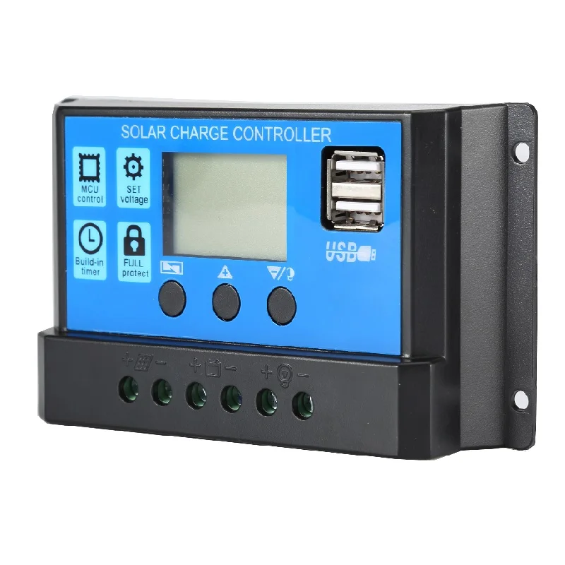 20A/10A 12 В 24 в автоматический контроллер заряда PWM с ЖК-дисплеем Dual USB 5 выход