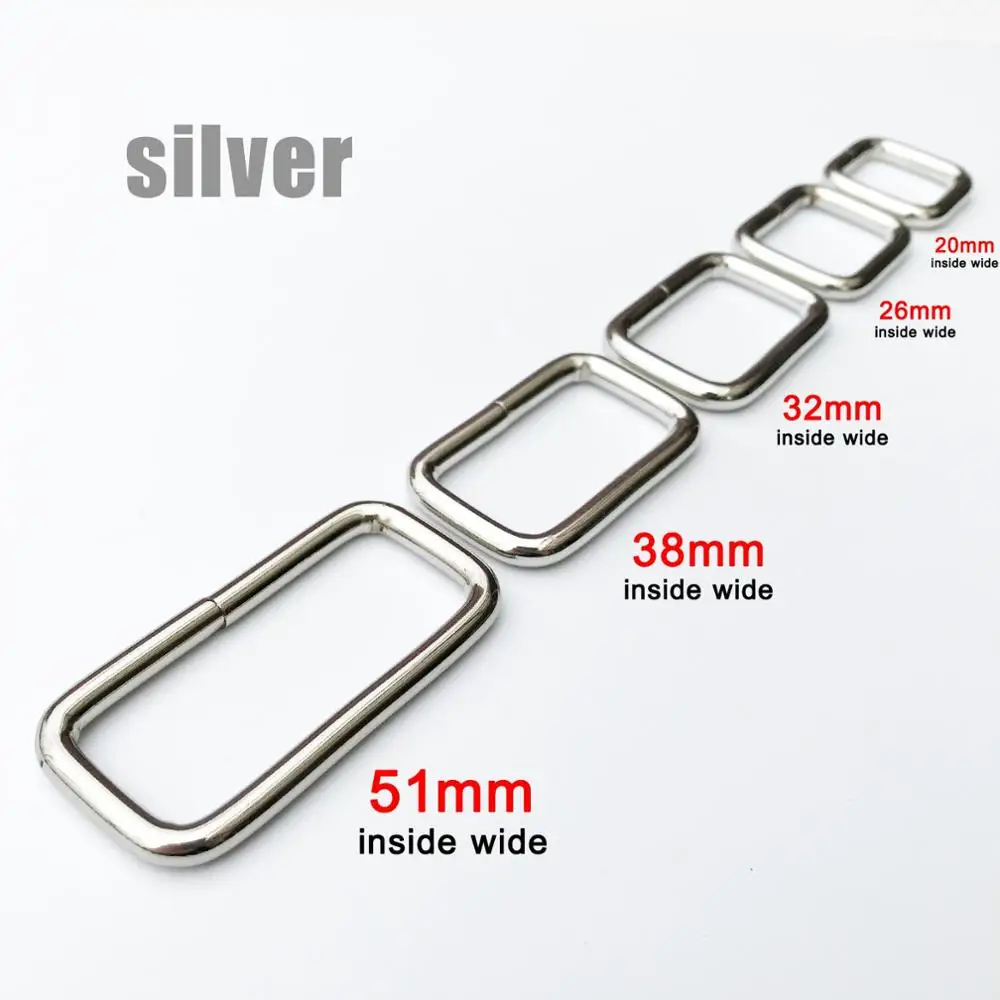 silver DIY металлическая сверхмощная толщина сумка кожаная сумка кошелек ремень веб Прямоугольник квадратный D кольцо Пряжка Застежка собачий ошейник ча - Цвет: silver
