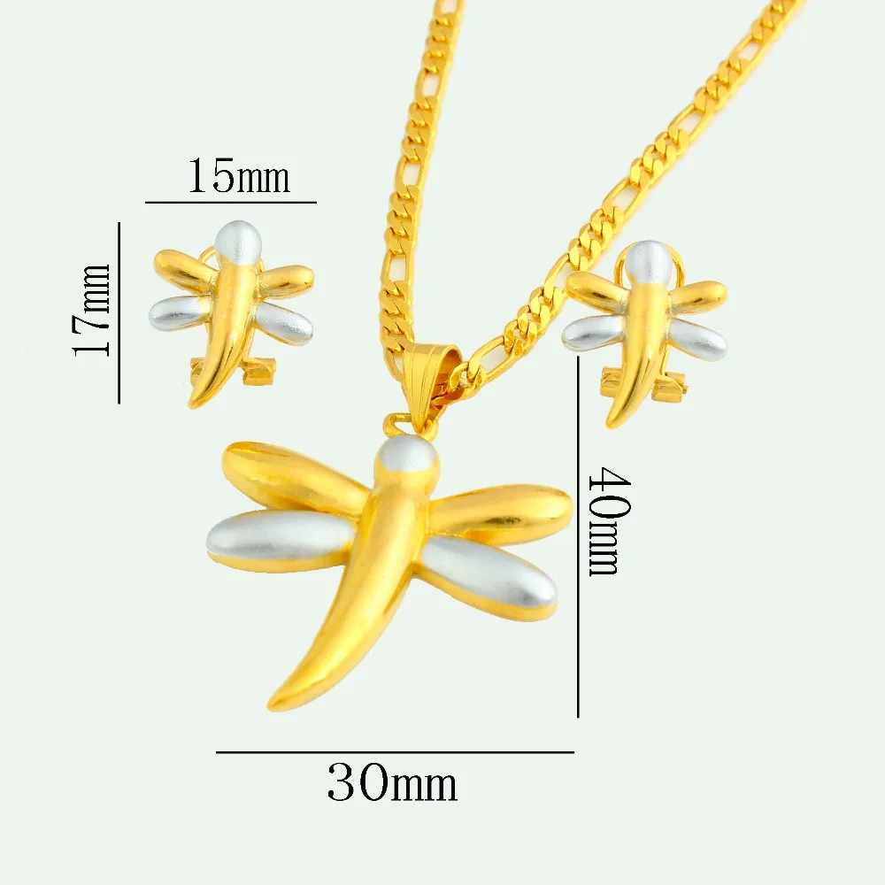 Ювелирный Комплект из двух цветов подвеска и серьги в форме стрекозы|african gold