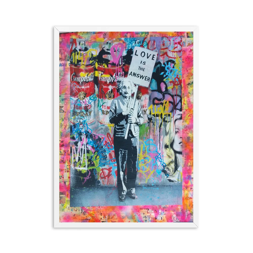 Girl with Balloon Street Wall graffiti Art Canvas Paintings Abstract Einstein Pop Art Canvas Prints For Kids Room Cuadros Decor - Цвет: Picture 1