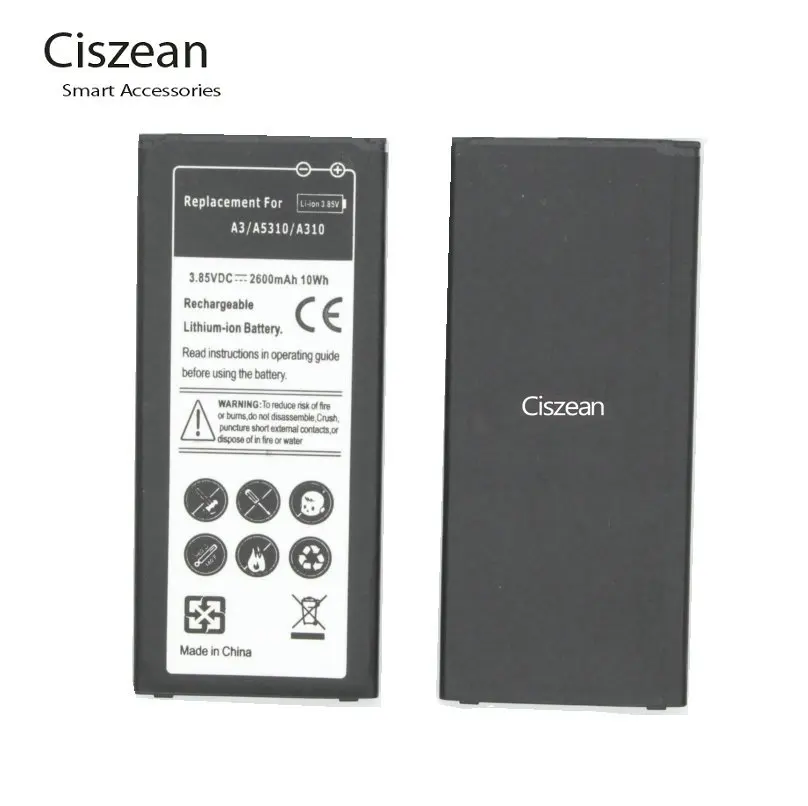Ciszean 1x2600mAh EB BA310ABE/EBBA310ABE запасная литий ионная батарея для Samsung Galaxy A3 2016 Edition A310 A310F