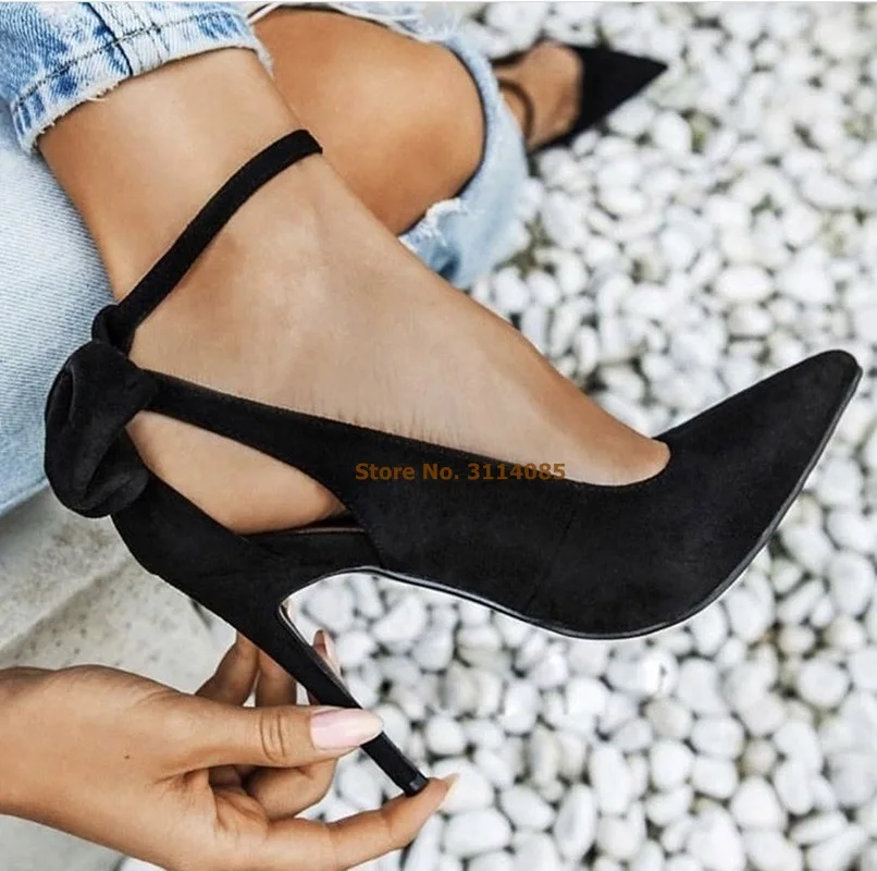 Женские Элегантные замшевые туфли с бантиком бежевые черные модельные лодочки