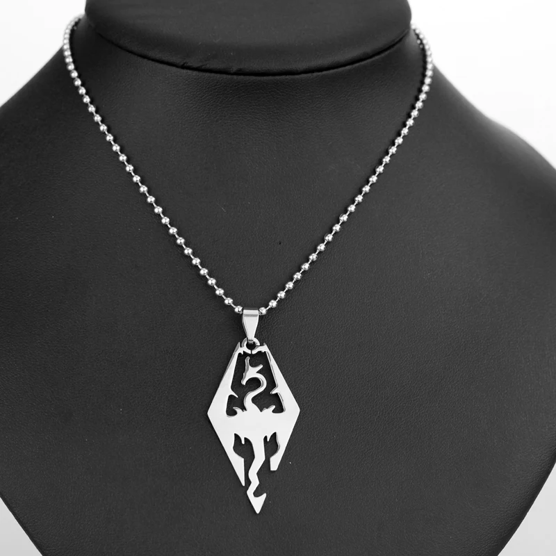 Ожерелье с подвеской TES Dragon для мужчин|skyrim dragon pendant|stainless steel necklacesteel necklace |