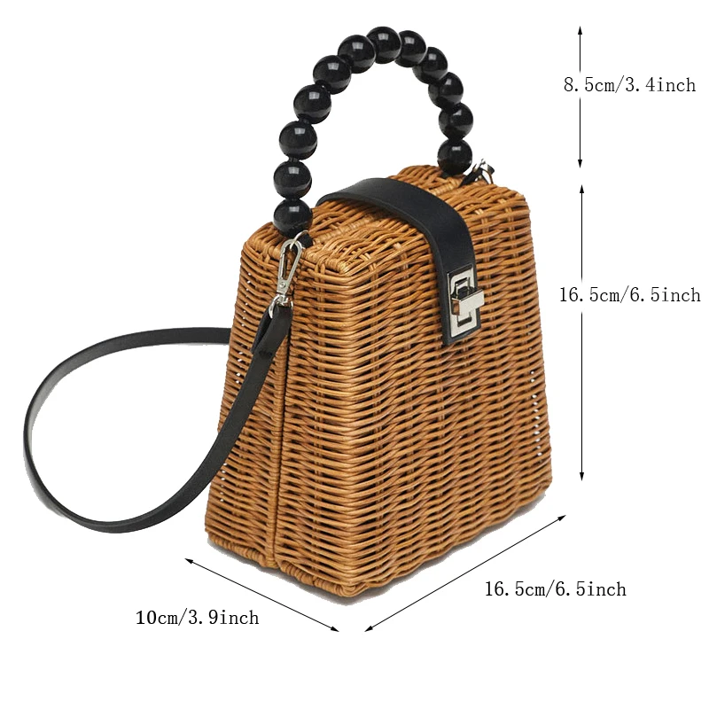 2019 брендовая Плетеная соломенная сумка с бусинами женская сумка-тоут летняя