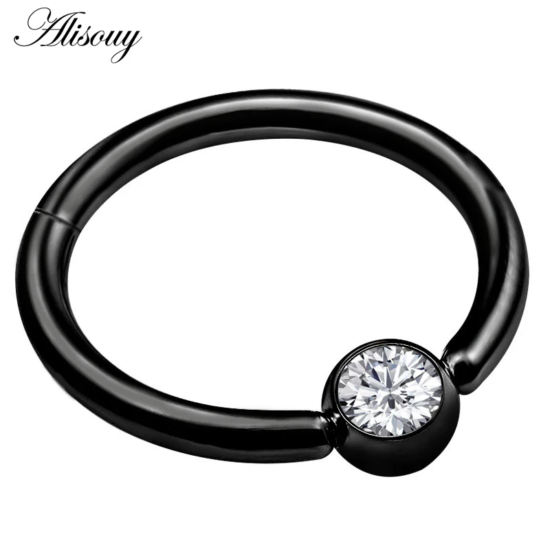 EM0894-1 Black 1 шт., 6 видов стилей, двухслойные стальные кликер, сегментные кольца для носа, шарнирное кольцо для пирсинга перегородки носа, для женщин и мужчин, ювелирные изделия для тела, Ombligo - Окраска металла: EM0894-1 Black