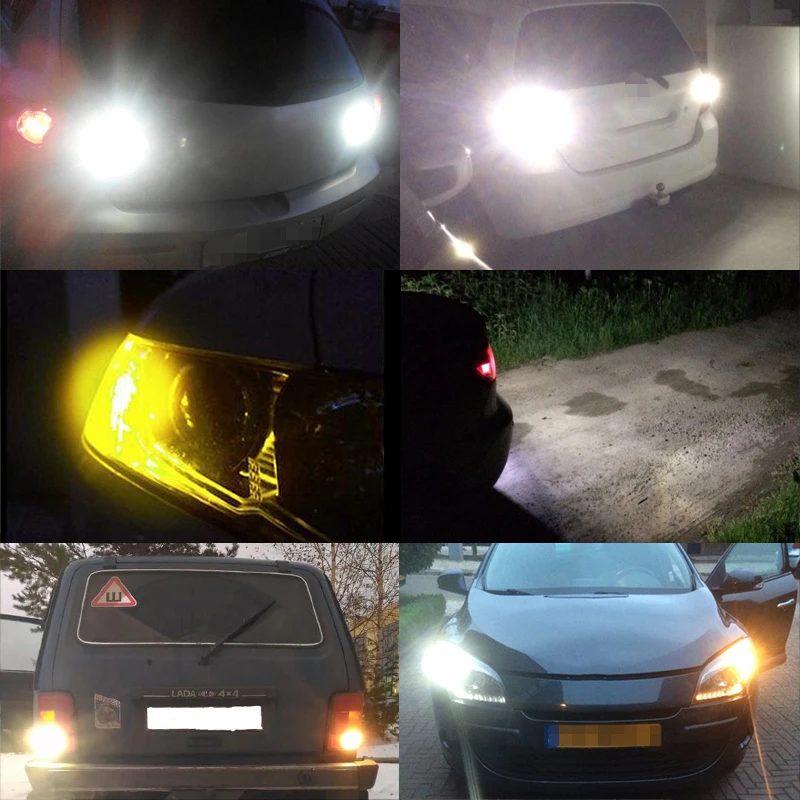 2x BA15S P21W Автомобильный задний фонарь 1156 светодиодный S25 3020 14SMD теплый белый