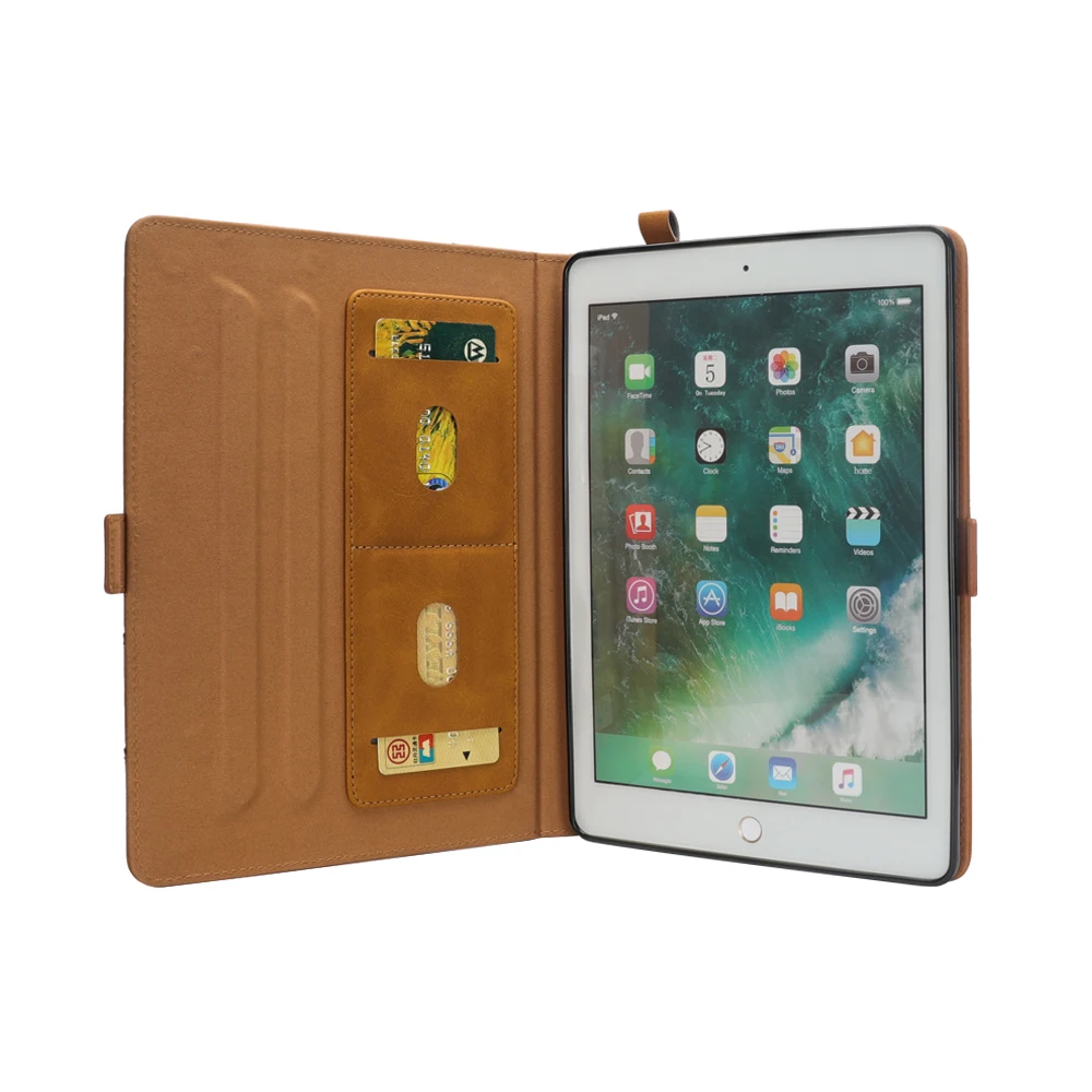 Винтажный кожаный чехол для iPad Pro, 12,9 дюймов, флип-чехол,,, отделение для карт, двойной держатель, кошелек, фоторамка, умный чехол
