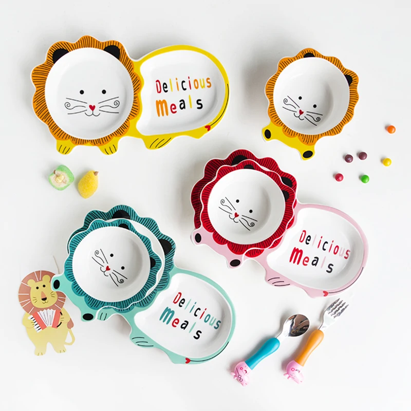 Керамическая посуда мультяшная тарелка домашняя набор столовых приборов