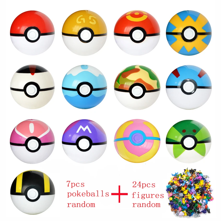 Songge 7 шт. Pokeball + 24 Фигурки игрушки для детей японский фильм и ТВ фигурки героев