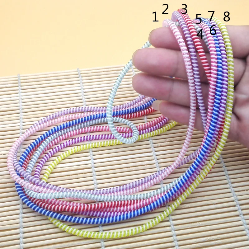 100 шт./лот три цвета 1 4 м тпу спиральный USB кабель для зарядки протектор шнура