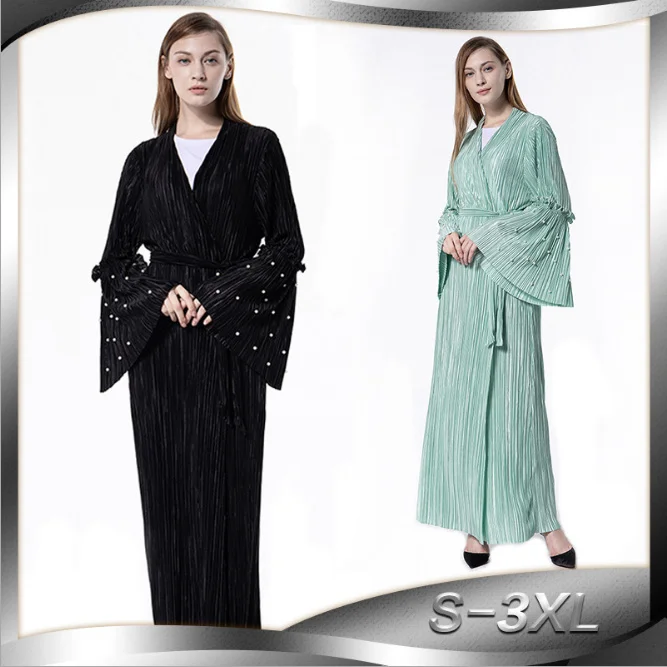 Мусульманские длинные халаты abaya Туника кимоно Рамадан исламское эластичное
