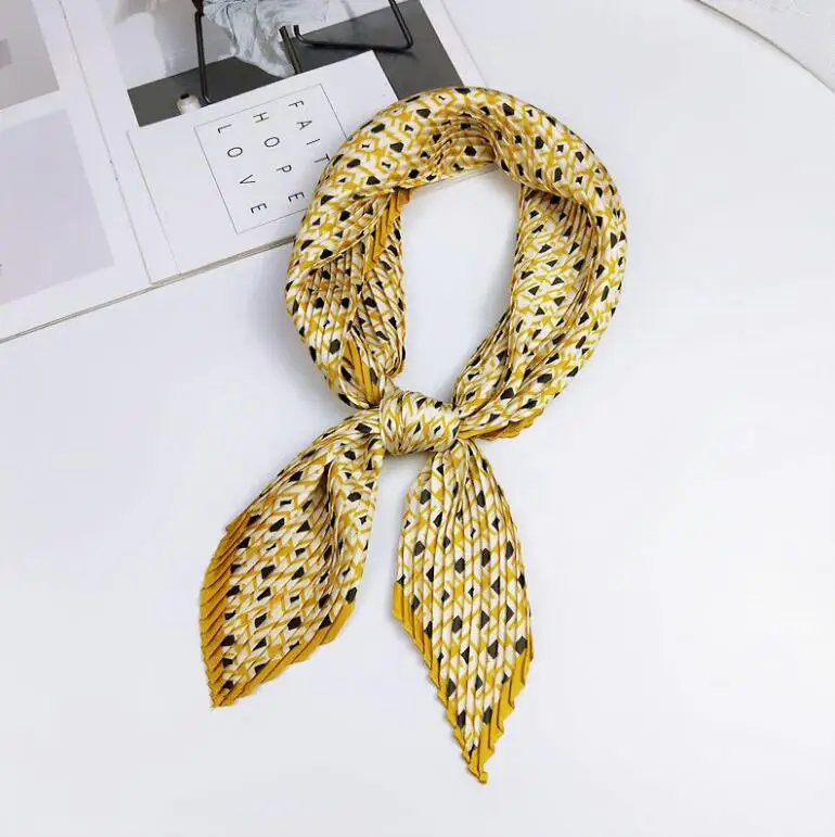 

yishine 2019 New Wrinkle Neck Scarf Women Geometric Fashion Crepe Kerchief Scarves Headband Crumple Handlebag Wraps Scarf Decor
