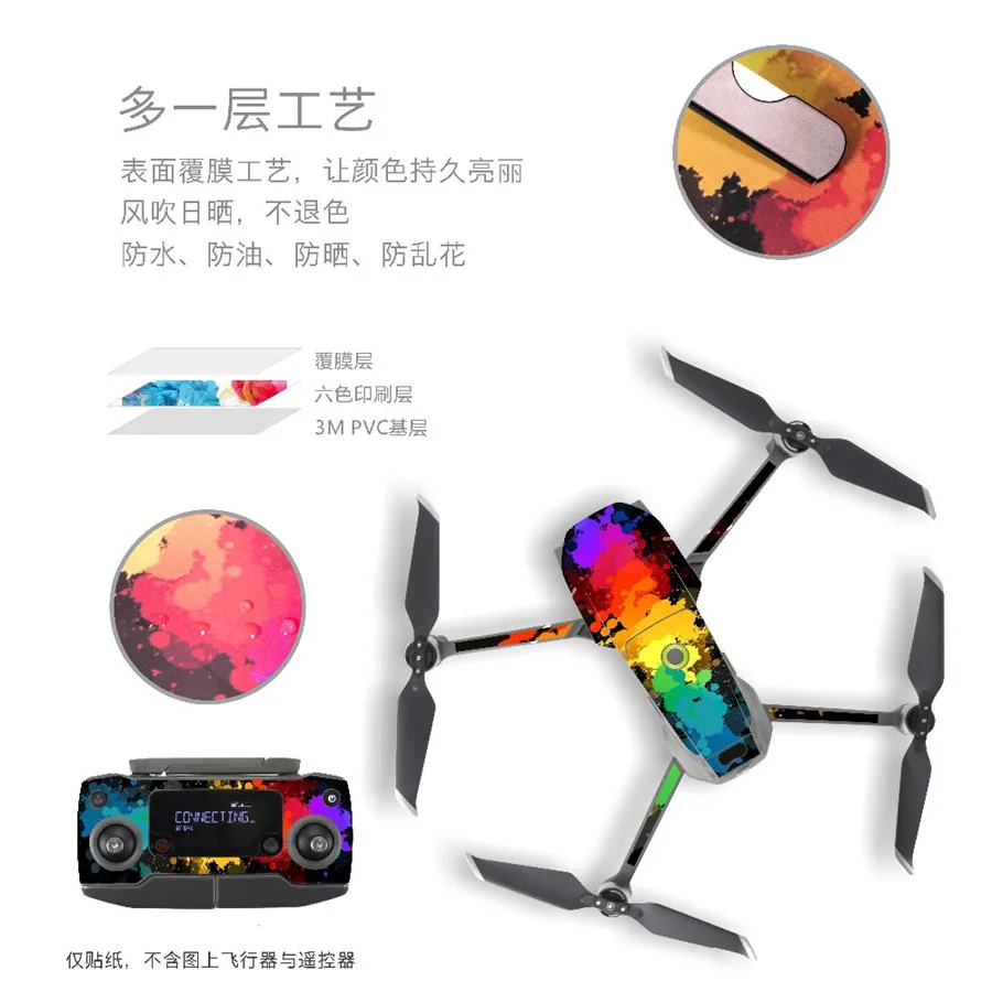 Водонепроницаемый ПВХ наклейки Наклейка кожного покрова обертывание для DJI MAVIC 2 Pro Zoom Drone Body Arm пульт дистанционного управления запасные части