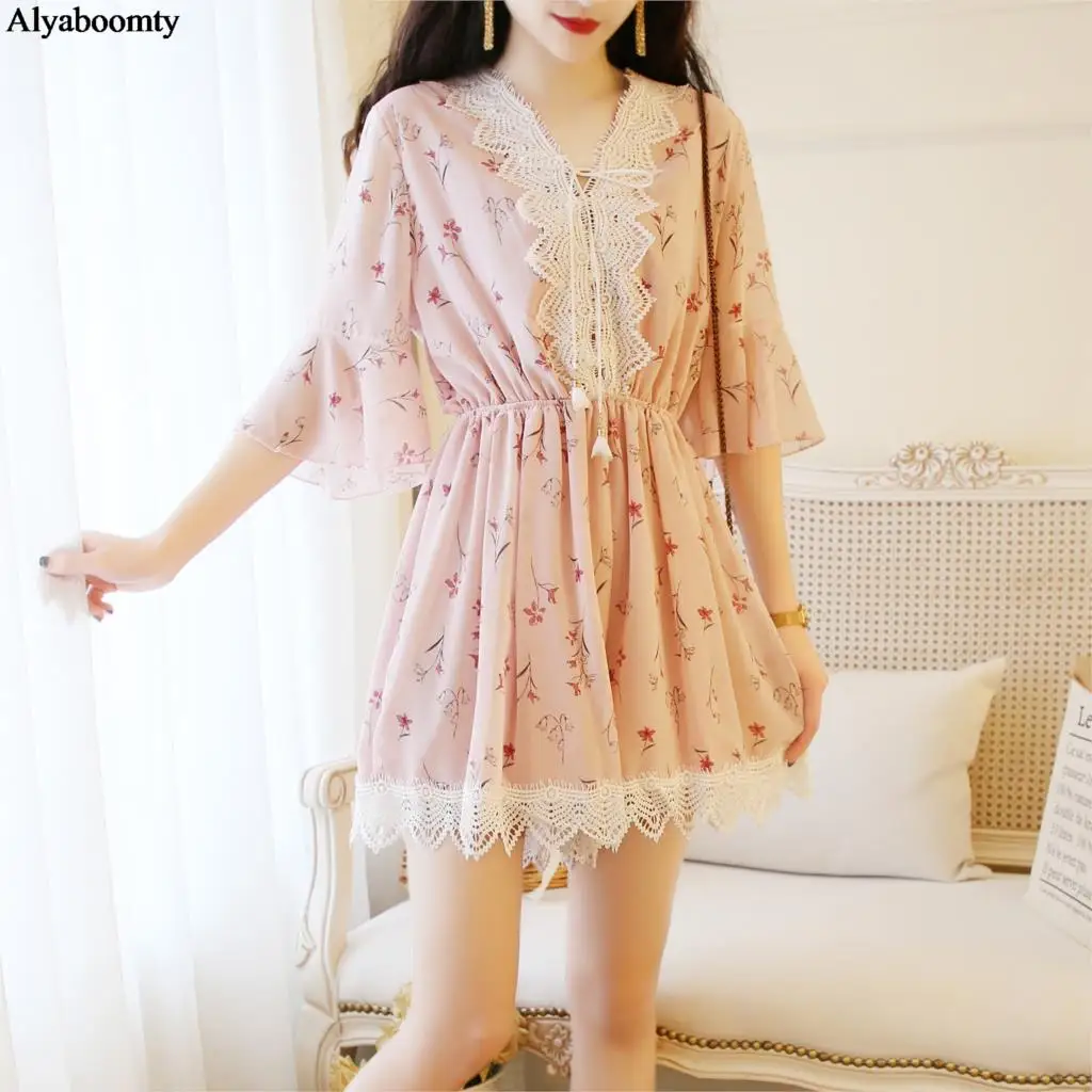 Корейские шикарные летние женские шифоновые боди с v образным вырезом белые