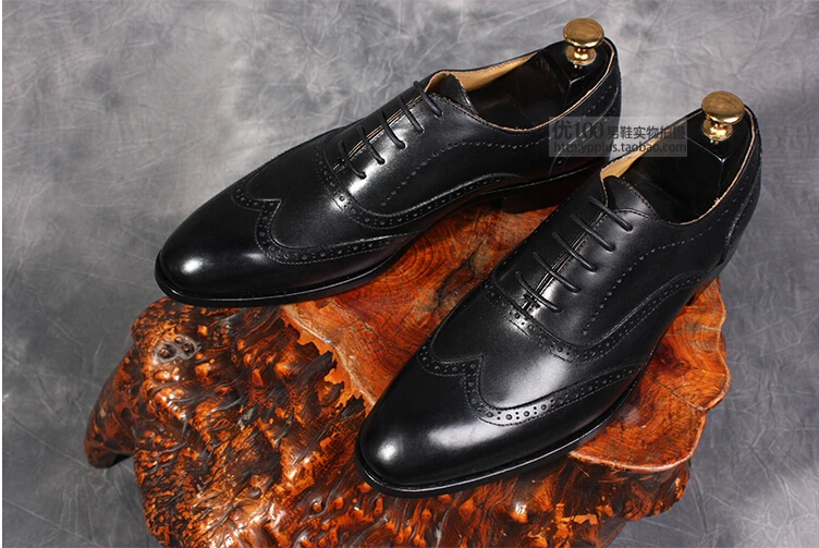 2017 итальянские мужские туфли ручной работы Bullock высококачественные черные