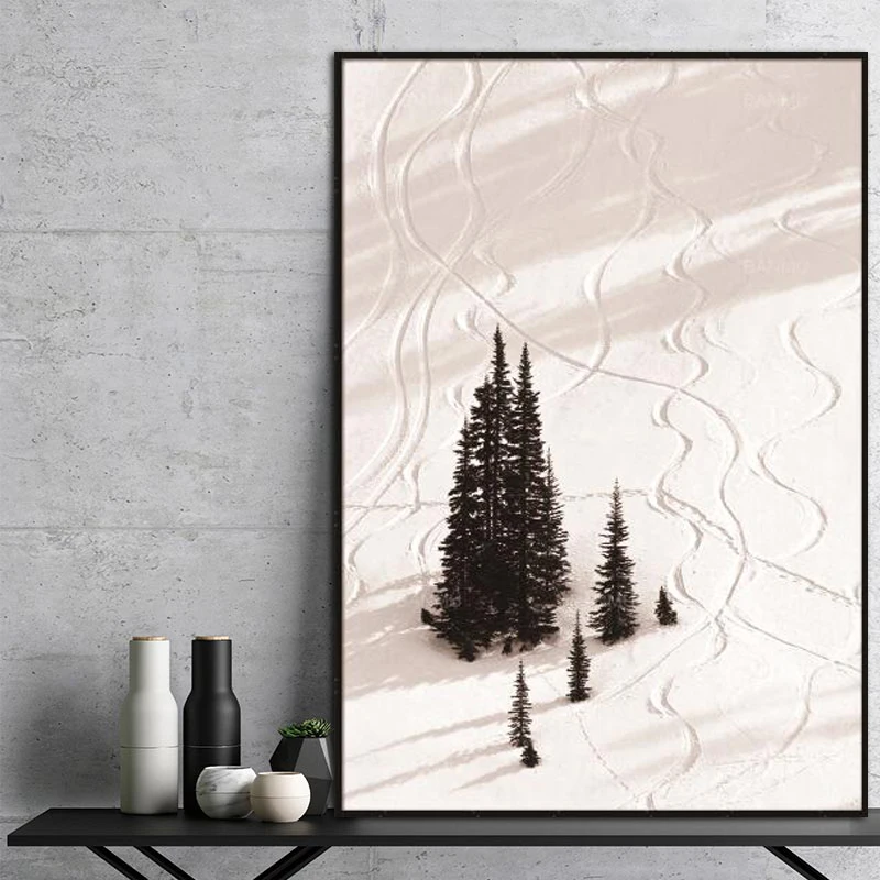 Скандинавская Картина на холсте изображение снежного дерева естественный