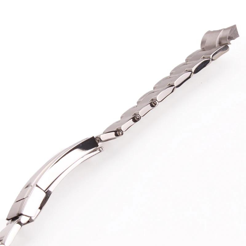 20mm 316L Stainless Steel Watchbands Bracelet Silver Brushed Metal Curved End Replacement Link Deployment Clasp Watch Strap