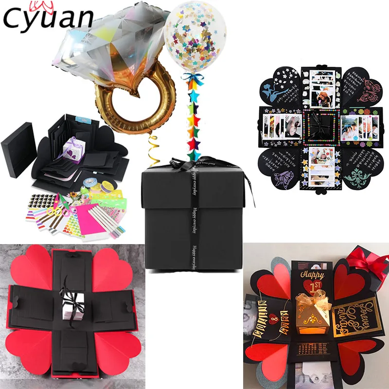 Cyuan, 1 шт., сделай сам, взрывная коробка, любовь, память, фотоальбом, Подарочная коробка, скрапбук, взрывная коробка для детей, день рождения, вечеринка, Свадебный декор