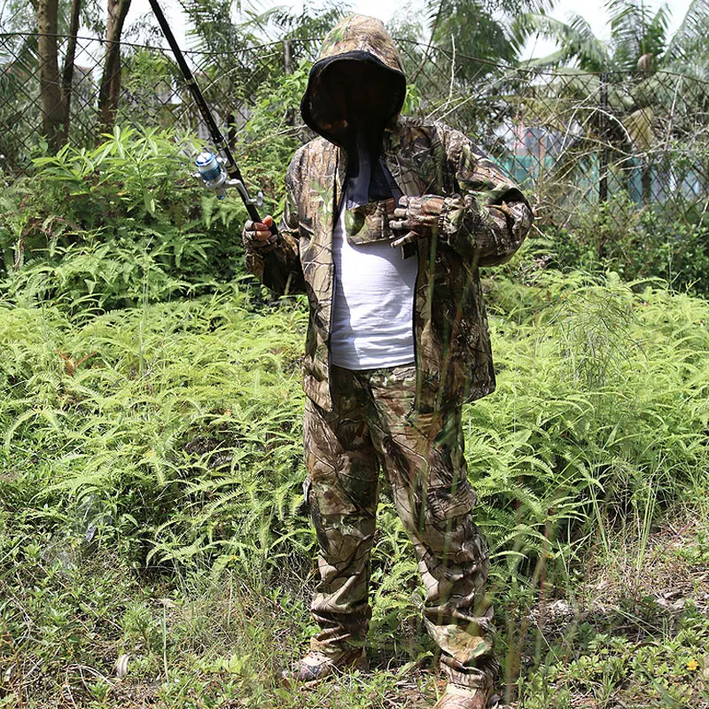 Бионическая камуфляжная одежда тактическая снайперская ghillie Костюмы хлопок камуфляж охотничья одежда анти-москитная весна осень Рыбалка
