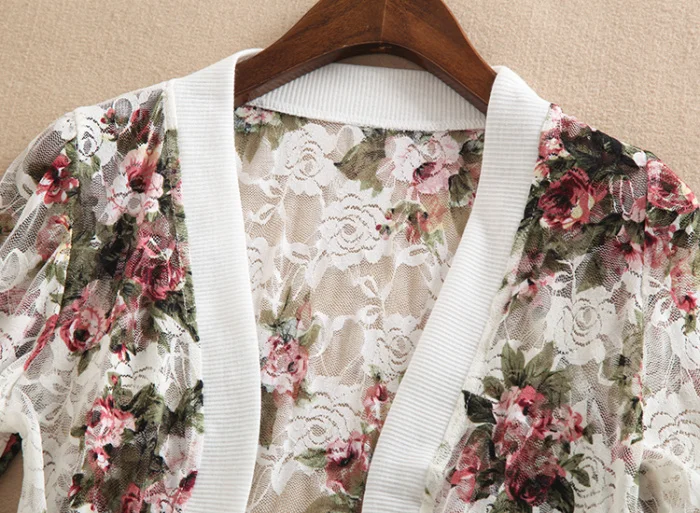 Летние Feminina женские кружево цветочный пальто Тонкий Повседневная одежда куртки